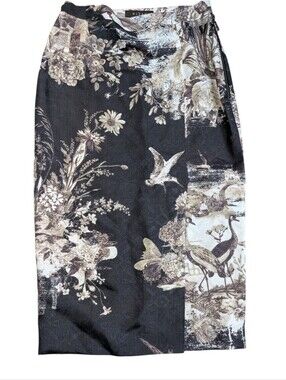 Biyan Malin Silk Floral Scenic Print Pencil Skirt ...Size Small
